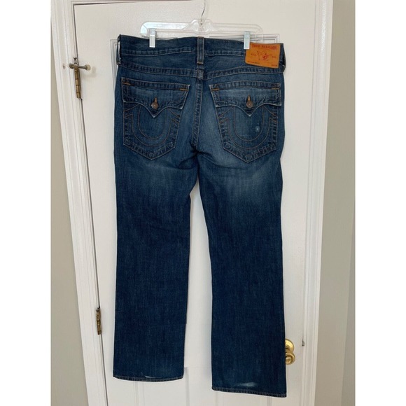 True Religion Jeans Men's 36x34 Ricky Super T Stitched Flap Pockets Relaxed USA - Picture 2 of 4